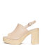 Damen Sandalen Aus Leder Beige