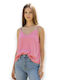 Women's Blouse with Spaghetti Straps and V-Neck Pink
