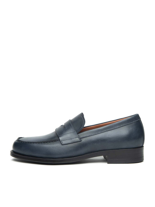 Δερμάτινα Ανδρικά Loafers σε Μπλε Χρώμα