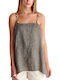 Women's Summer Linen Blouse with Spaghetti Straps Gray