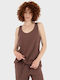 Women's Cotton Sleeveless Brown Blouse