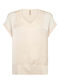 Women's Satin Blouse with V-Neckline Ecru