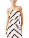 Women's Blouse Strapless Striped Ecru Brown Black