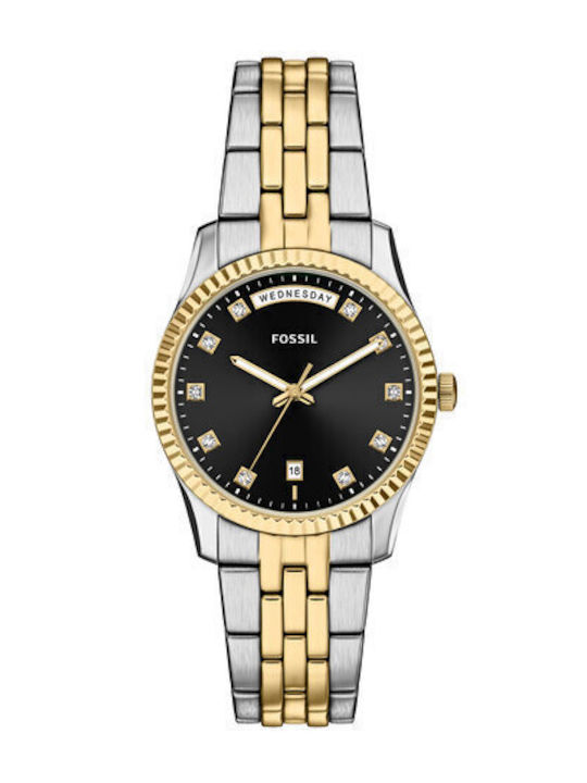 Fossil Scarlette Women's Watch 34mm Battery with Gold Metal Bracelet
