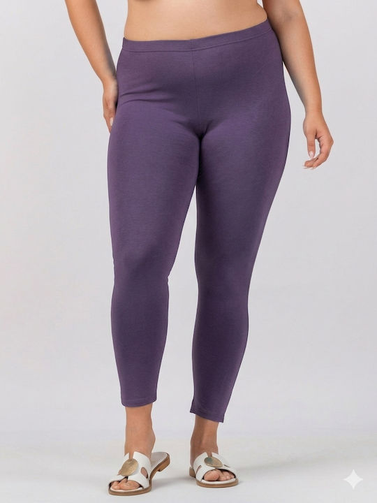 Women's Cropped High Waist Purple Leggings