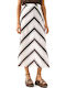 High Waist Midi Skirt Ecru Brown Black