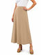 High Waist Maxi Skirt Beige
