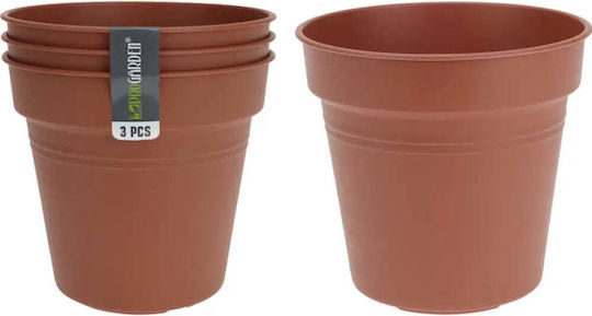 Progarden Set 3 Brown Plastic Flower Pots Progarden Set 3 Brown Plastic Flower Pots