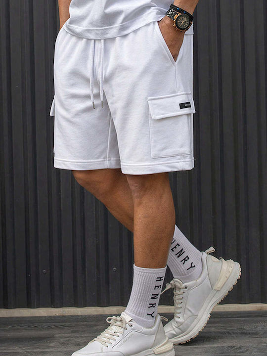 Henry Clothing Men's Cargo Bermuda White