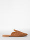 Flat Wildleder Damen Pantoletten in Brauner Farbe