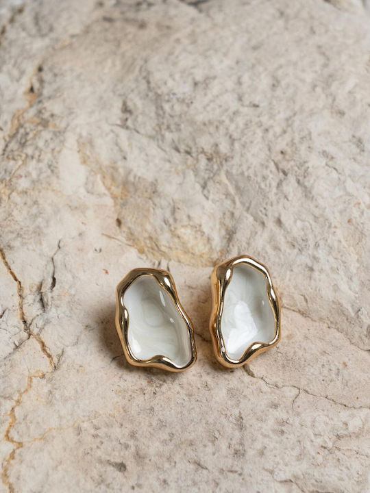 Late Again Gold Plated Steel Stud Earrings