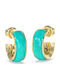 Guess Earrings Hoops from Steel Gold Plated with Stones Turquoise JUBE06155JWYGTQT U