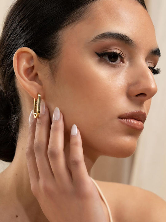 Late Again Gold Plated Steel Hoop Earrings