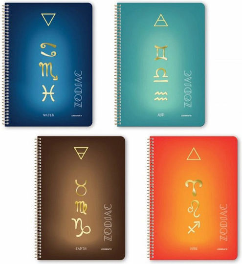 Logigraf Spiral Ruled Notebooks B5 90 Paper Sheets 3 Subjects Zodiac 6 Pieces (Miscellaneous Designs)
