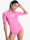 Roxy Whole Hearted UPF 50 Women Short Sleeve Sun Protection Shirt Pink
