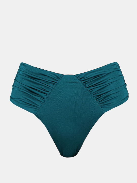 Rock Club Bikinihosen Slip Hohe Taille Türkis