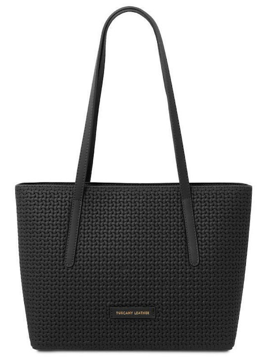 Leather Women's Shoulder Shopper Bag Black