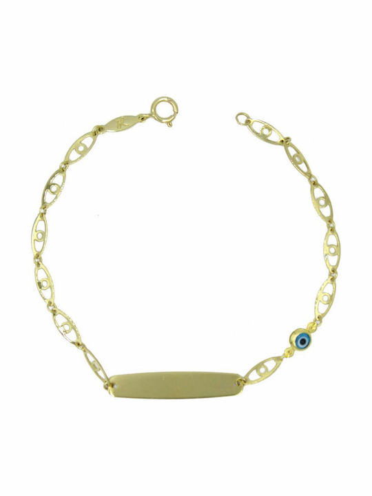 Mertzios.gr Kids Bracelet ID From 9K Gold With Evil Eye