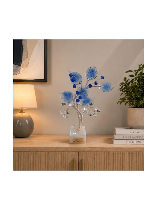 Διακοσμητικό Κρυστάλλινο Λουλούδι Bonsai De Cristal Μπλε Μαρμάρινη Βάση 12x6x20cm Galifas 243071 Galifas