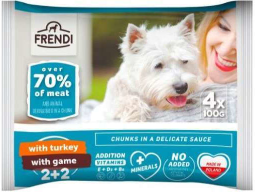 Frendi Wet Dog Food Pouches with Turkey Bushmeat and Meat 100gr