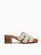 Leather Mules With Low Heel Hielo