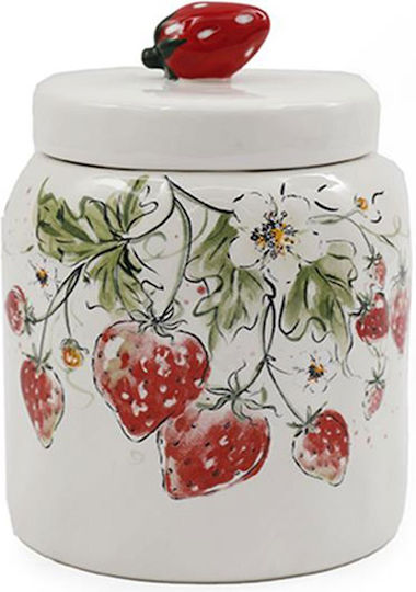 Strawberries General Use Vase with Lid Ceramic 12x16cm