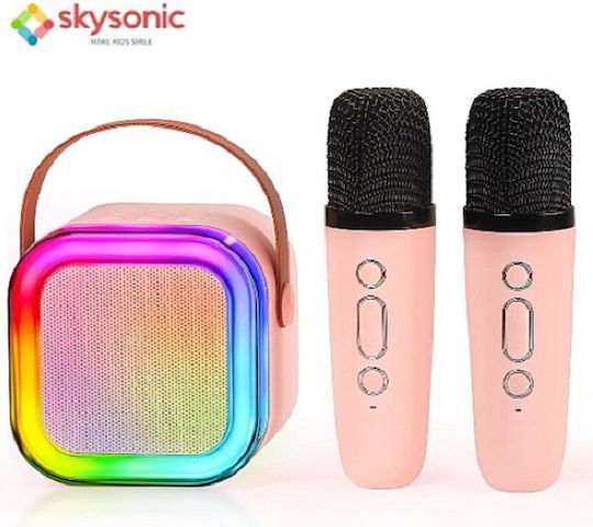 Ηχείο Karaoke με Ασύρματα Μικρόφωνα και Εφέ Φωτισμού TSA007PI Ροζ