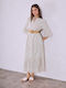 Celestino Damenkleid Baumwollgewebt Gesteppt Loose Fit Beiges