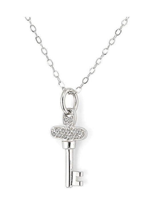 Atofio Kosmima Necklace in 14K White Gold with Zircon