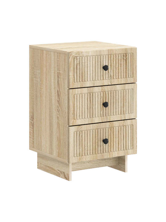 Wooden Bedside Table with Metal Legs Beige 43x4...