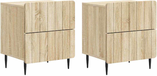 Noptiere Dormitor Din Lemn Bej 2 Bucăți 43x34.5x49.5cm