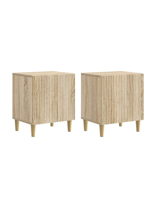 Wooden Beige Bedside Tables 2 Pieces 43x34.5x50cm