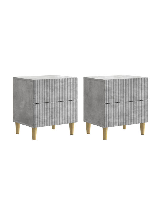 Κομοδίνα Ξύλινα Γκρι 2τμχ 43x34.5x48cm