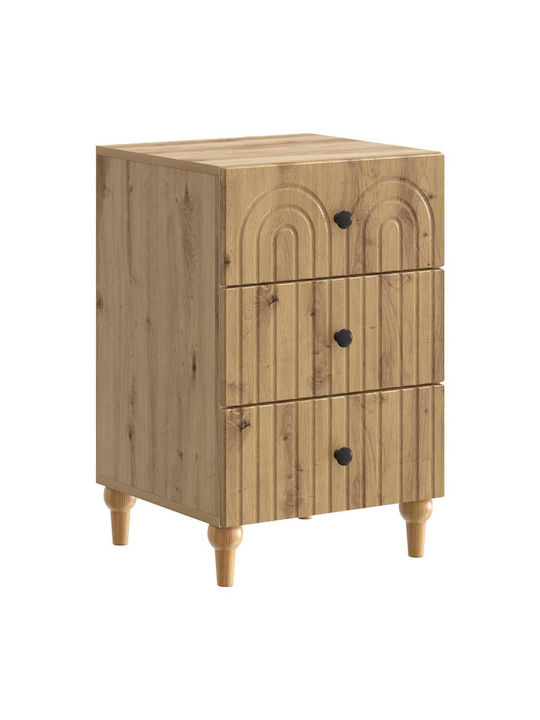 Wooden Bedside Table Brown 43x41x66.5cm