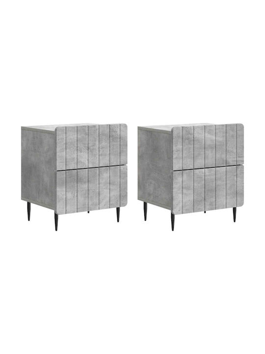 Wooden Gray Bedside Tables 2 Pieces 43x34.5x49.5cm