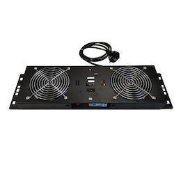 Mirsan Mr.fan2wt.01 Lüfereinheit 490x135x45mm 2 Lüfter Analoger Thermostat Passend Für 19 Zoll Rack Installation