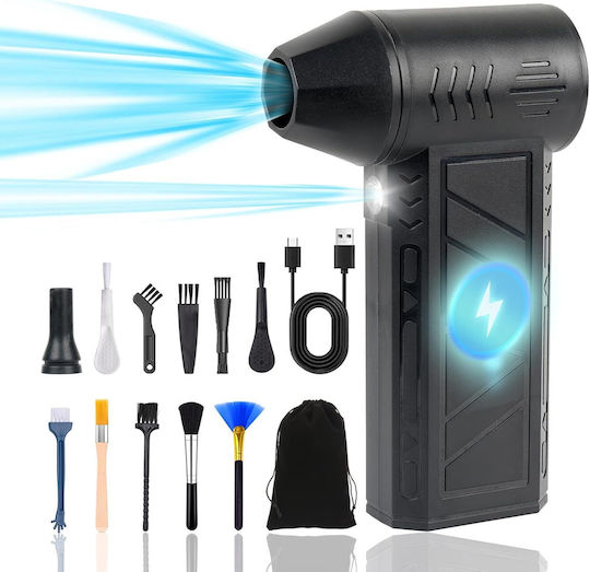 Suflantă de Mână Portabilă Aer Comprimat Spray 130000 Rpm Lanternă Led 4 Trepte de Viteză Încărcare Rapidă Usb-c Baterie 5000 Mah Neagră