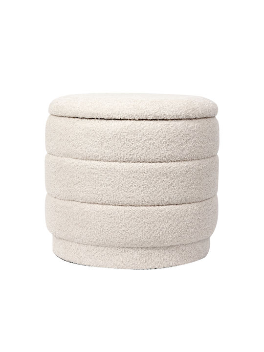 Pakketo Hocker Für Das Wohnzimmer Mit Stauraum Ecru Stoff 41x41x38,5cm