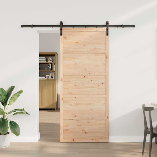 Schiebetür Natur 90 x 208 cm Massivholz Kiefer 3445632 Braun