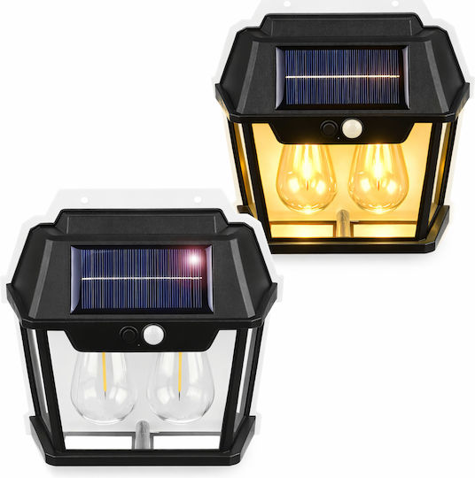 Lampă Solară de Perete 38W 600lm Alb Cald cu Senzor de Mișcare și Fotocelulă IP44 18x6.5x17.5cm