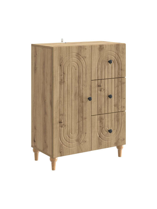 Wooden Sideboard with Drawers Brown 66x34.5x90cm