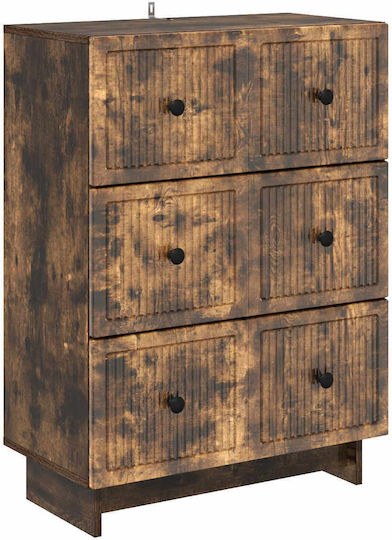 Sideboard from Wood & Metal with Drawers Smoked Oak Wood 66x34.5x90cm