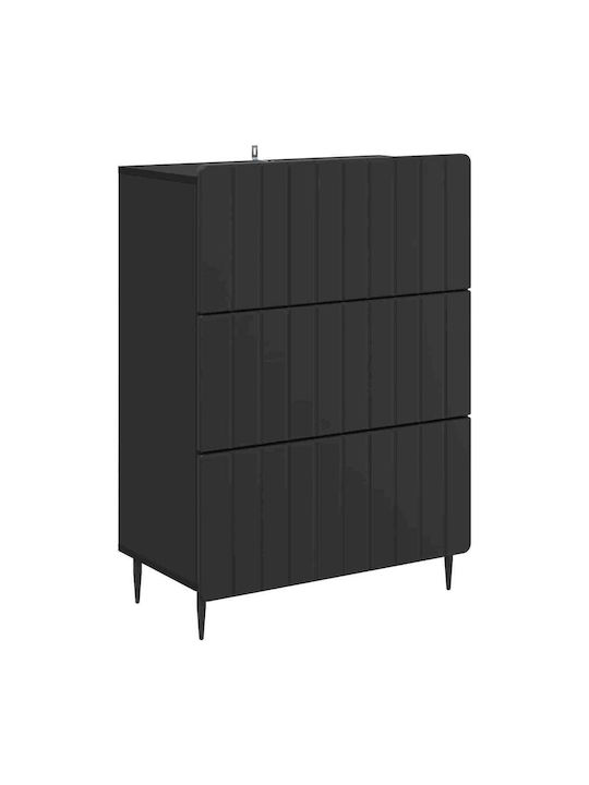 Μπουφές Ξύλινος με Συρτάρια Μαύρο 66x34.5x92cm