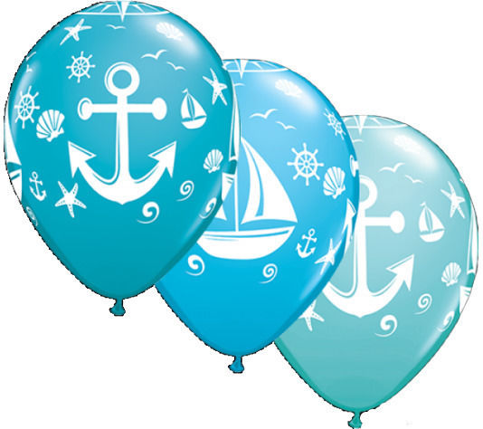 Μπαλόνι Λάτεξ Τυπωμένο Tropical Sailboat Κ Anchor Διατίθεται Σιελ Τυρκουάζ Συσκ 8 Τμχ