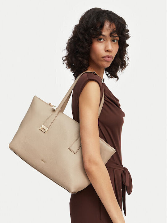 Leather Women's Tote Handbag Beige