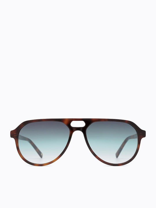Carolina Lemke Women’s Sunglasses with Brown Tartaruga Horn-Rimmed Frame and Gradient Lens 501100