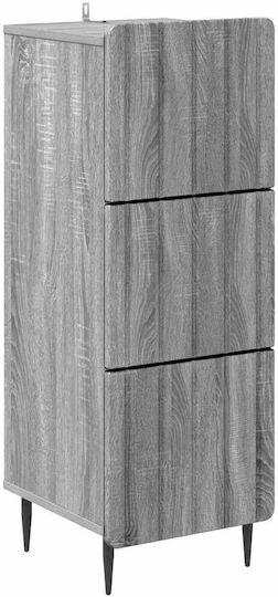Wooden Bedroom Chest of Drawers with 3 Drawers Gray Sonoma 33x34.5x92cm