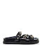 Leather Women's Flat Sandals Flatforms Black