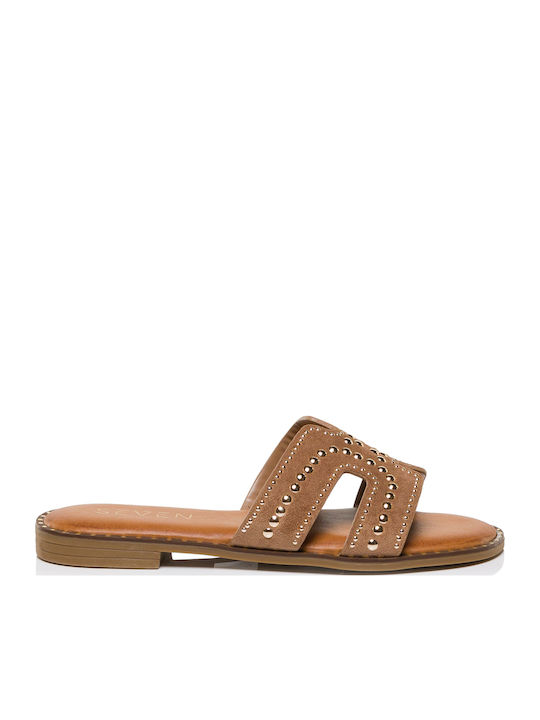 Seven Seven Damen Flache Sandalen Beigen