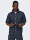 Kurzärmeliges Denim Herrenhemd Navy